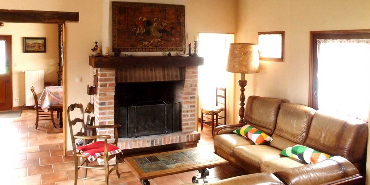 Large living room with fireplace